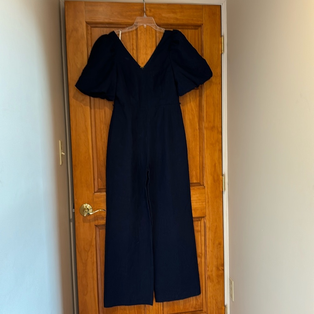 NWT Lilly Pulitzer kirrabelle short sleeve navy jumpsuit with tie belt size 10